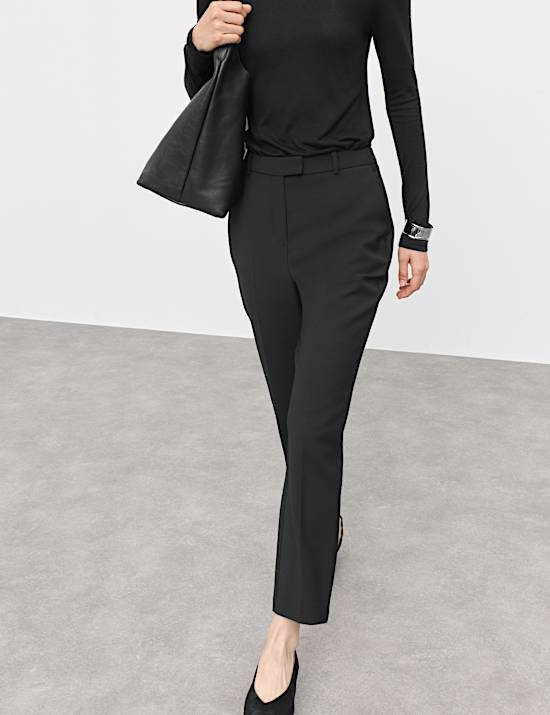 Wool Blend Slim Fit Ankle Grazer Trousers