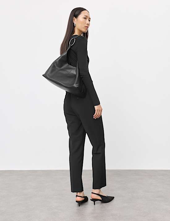 Wool Blend Slim Fit Ankle Grazer Trousers