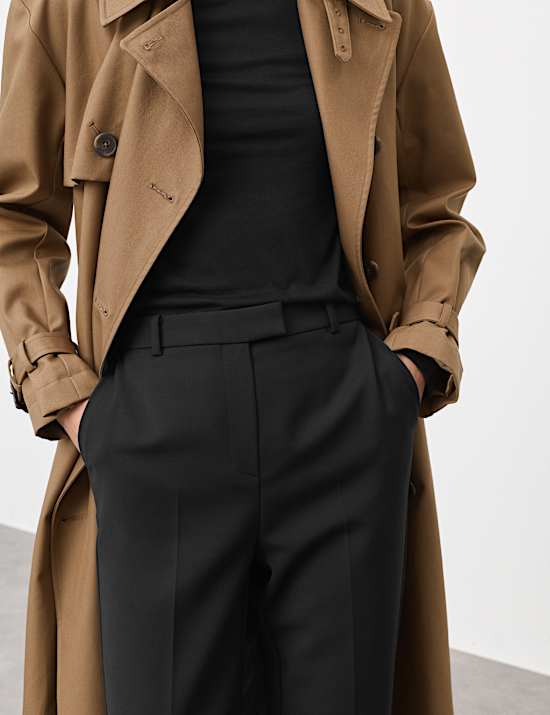 Wool Blend Slim Fit Ankle Grazer Trousers