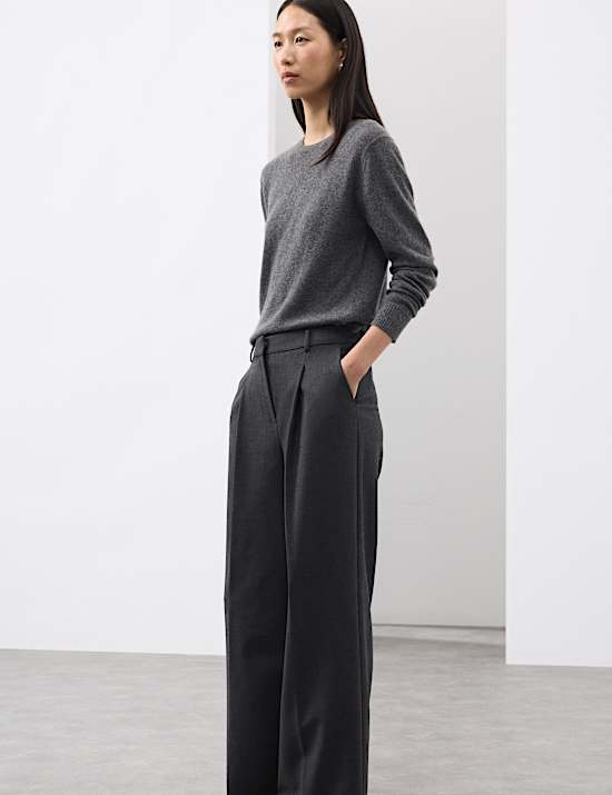 Wide Leg Trousers With Wool