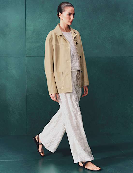 Embroidered Knot Wide Leg Trousers