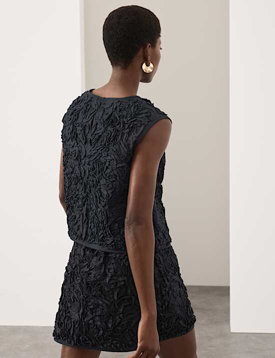 Pure Cotton Textured Mini A-Line Skirt