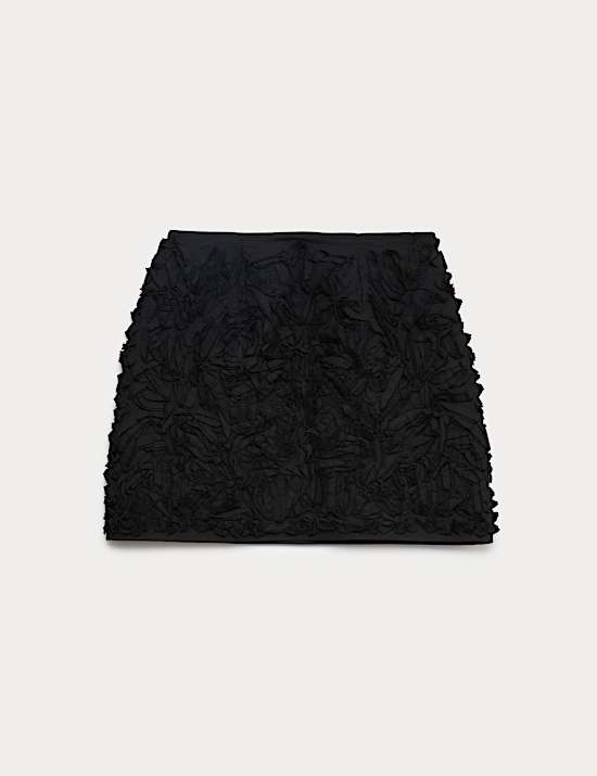 Pure Cotton Textured Mini A-Line Skirt