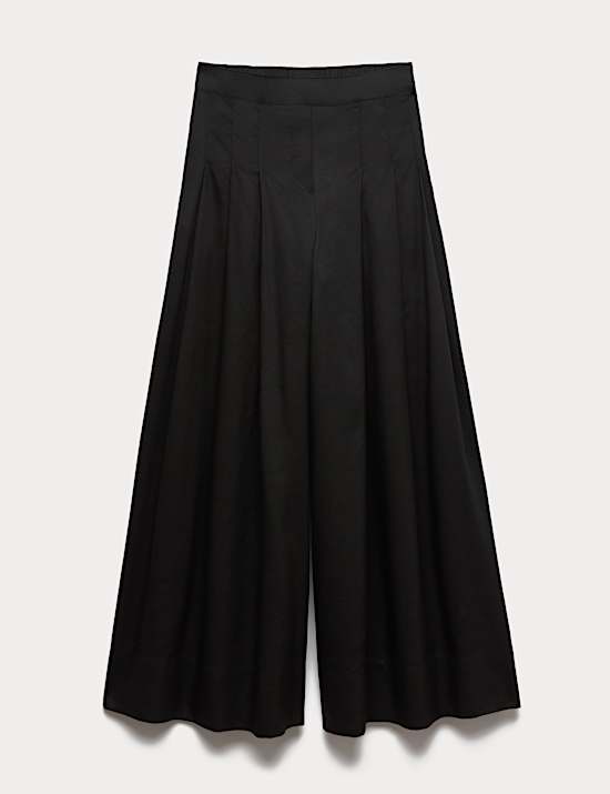 Lyocell Rich Wide Leg Trousers With Wool