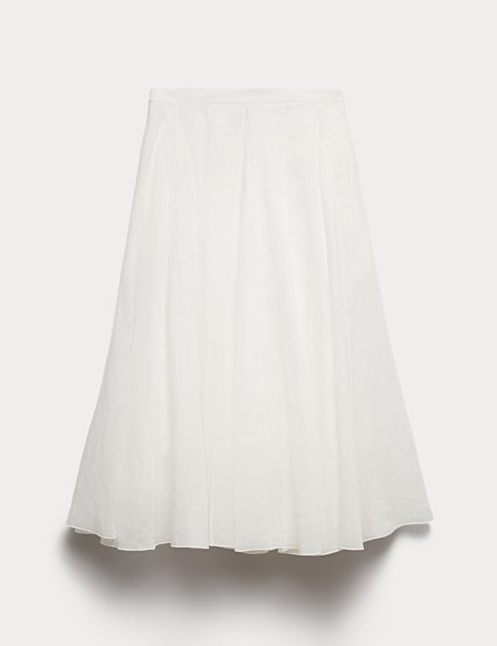 Pure Ramie Godet Midi Skirt