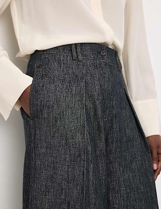 Linen Rich Cuffed Wide Leg Trousers