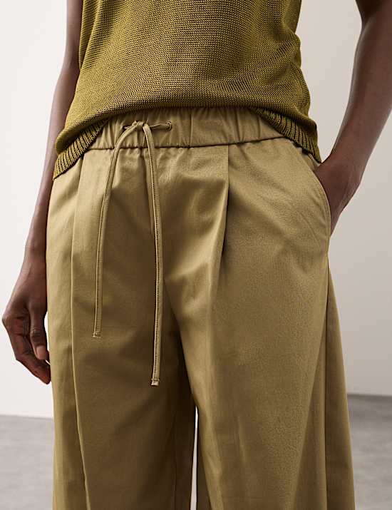 Pure Cotton Drawstring Barrel Trousers