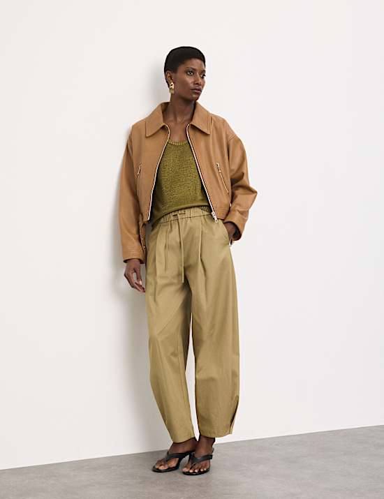Pure Cotton Drawstring Barrel Trousers