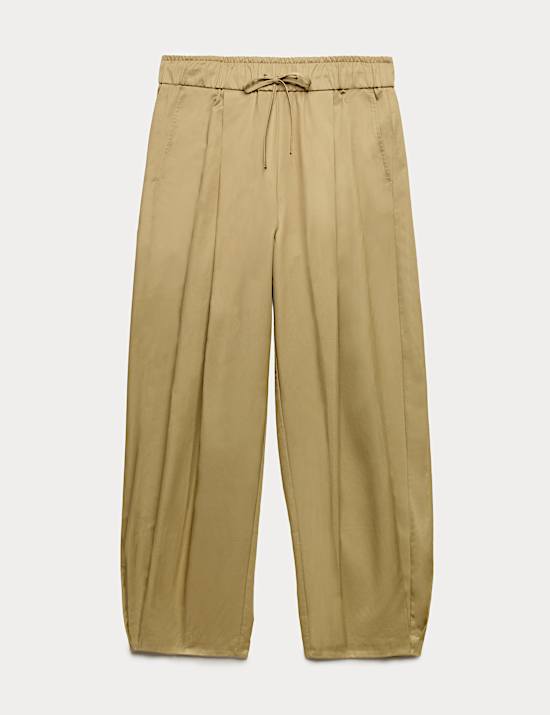 Pure Cotton Drawstring Barrel Trousers