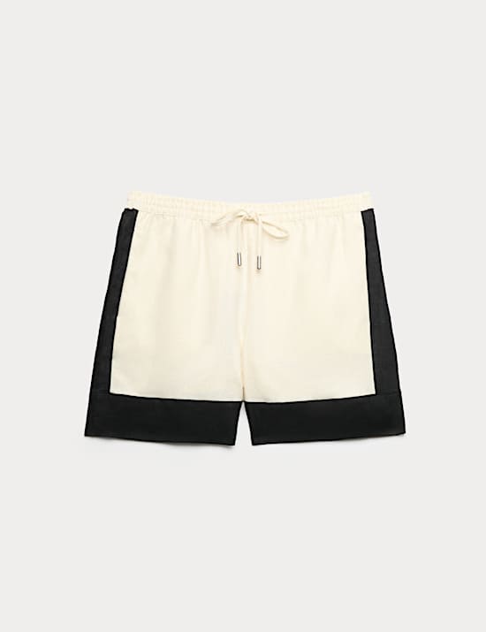 Pure Flax Linen Contrast Resort Shorts