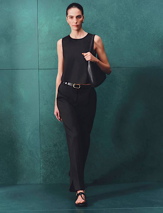 Lyocell Rich Tailored Straight Leg Trousers