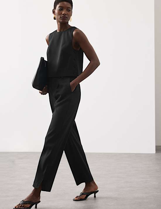 Lyocell Rich Tailored Straight Leg Trousers