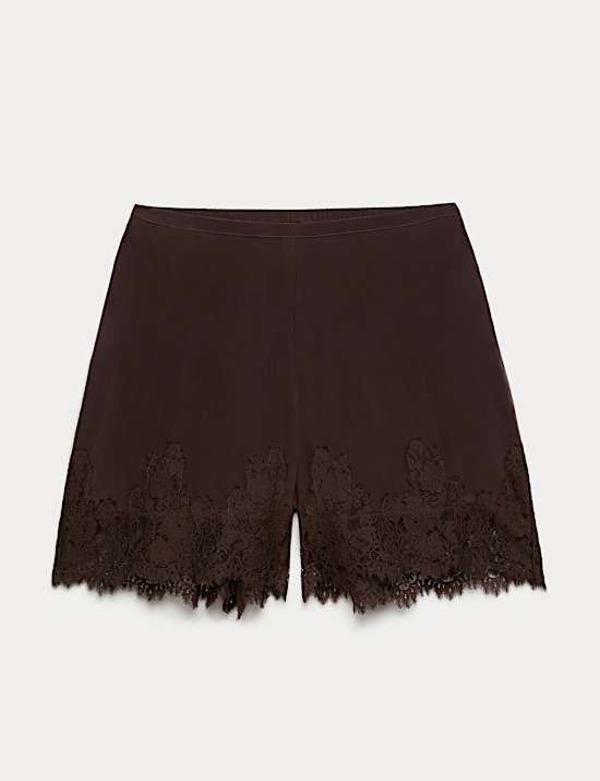 Pure Silk Lace High Waisted Shorts