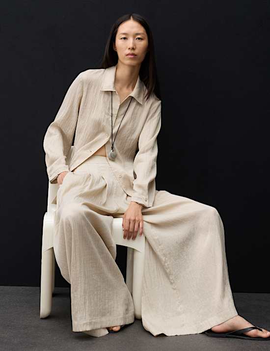 Lyocell Rich Pleated Palazzo Trousers