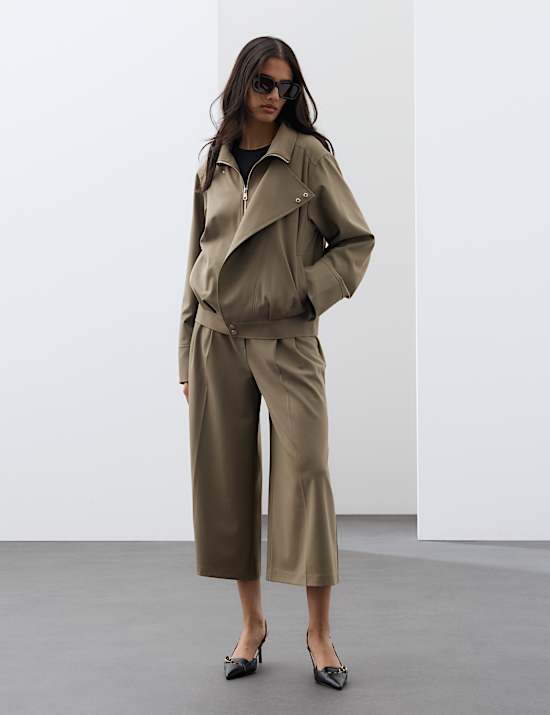 Wool Blend Tailored Wide Leg Culottes