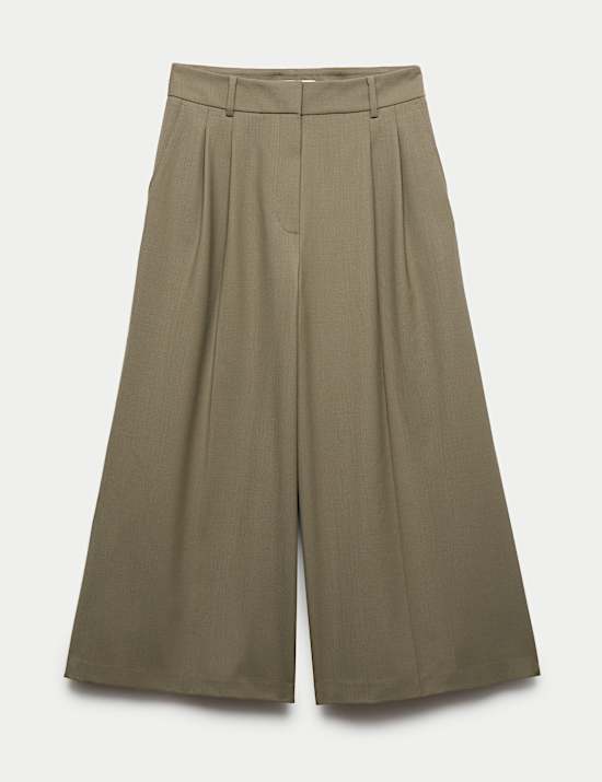 Wool Blend Tailored Wide Leg Culottes