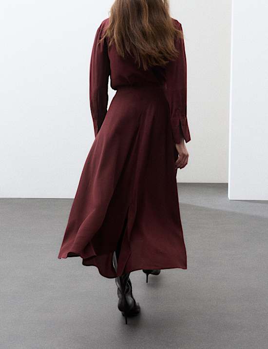 Pure Silk Midaxi Asymmetric Skirt