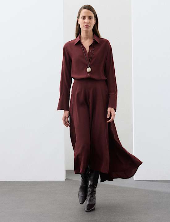 Pure Silk Midaxi Asymmetric Skirt