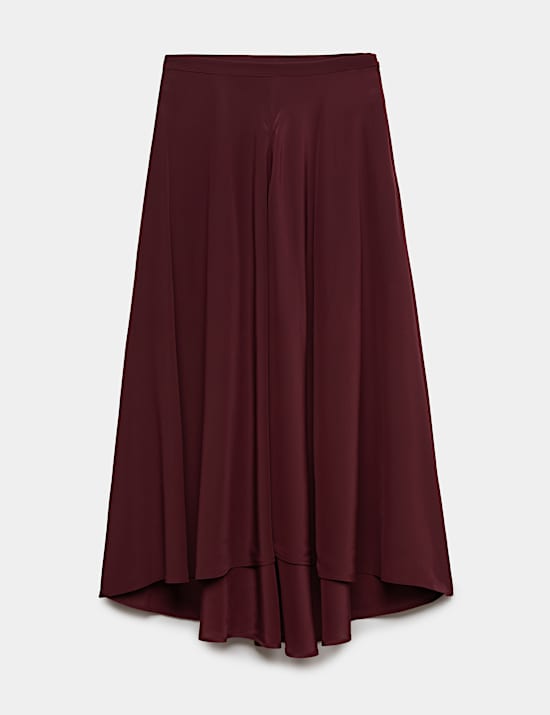 Pure Silk Midaxi Asymmetric Skirt