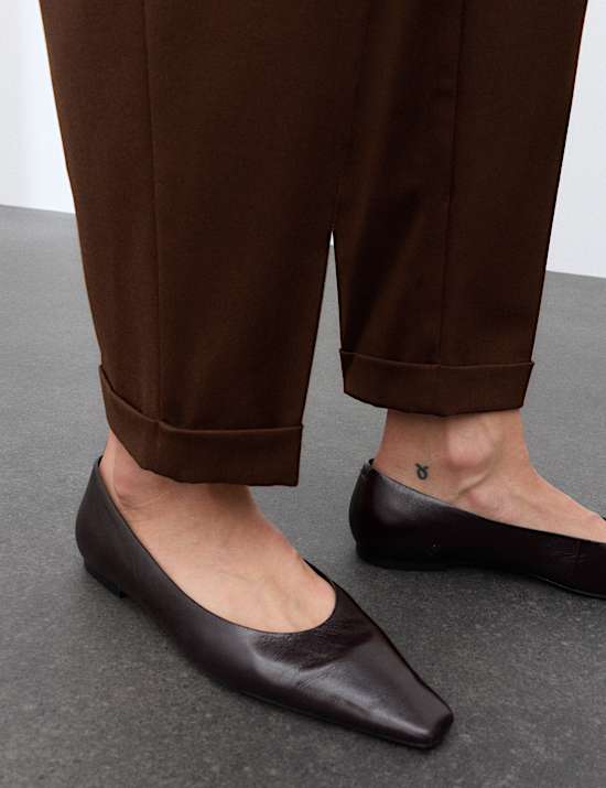 Wool Blend Tapered Leg Trousers