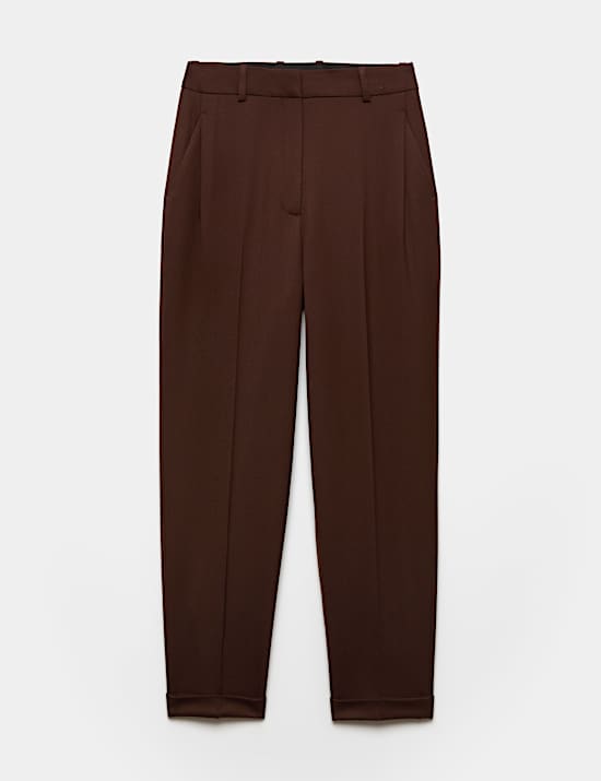 Wool Blend Tapered Leg Trousers