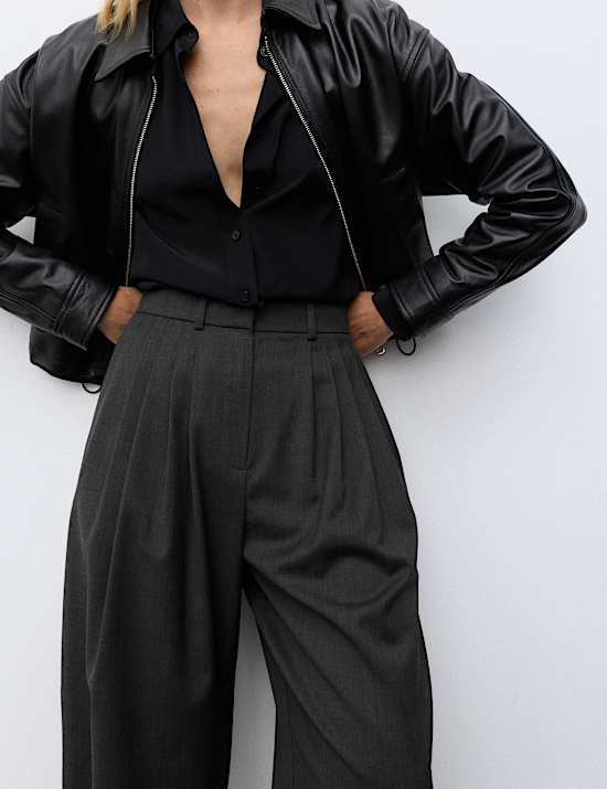 Wool Blend Tailored Balloon Trousers