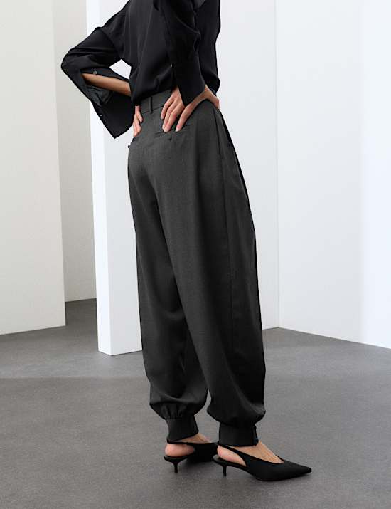 Wool Blend Tailored Balloon Trousers