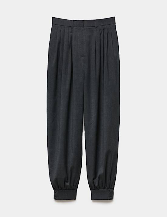 Wool Blend Tailored Balloon Trousers