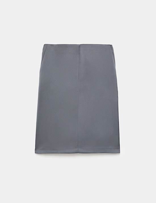 Satin Split Back Midi Slip Skirt