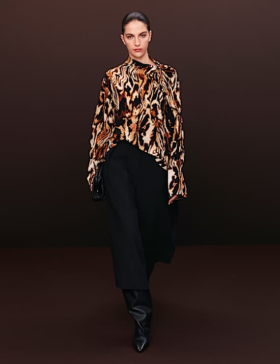 Woven High Rise Side Split Wide Leg Culottes