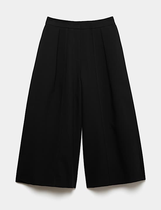 Woven High Rise Side Split Wide Leg Culottes
