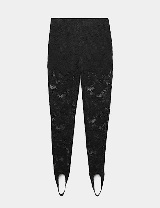 Lace High Waisted Stirrup Leggings