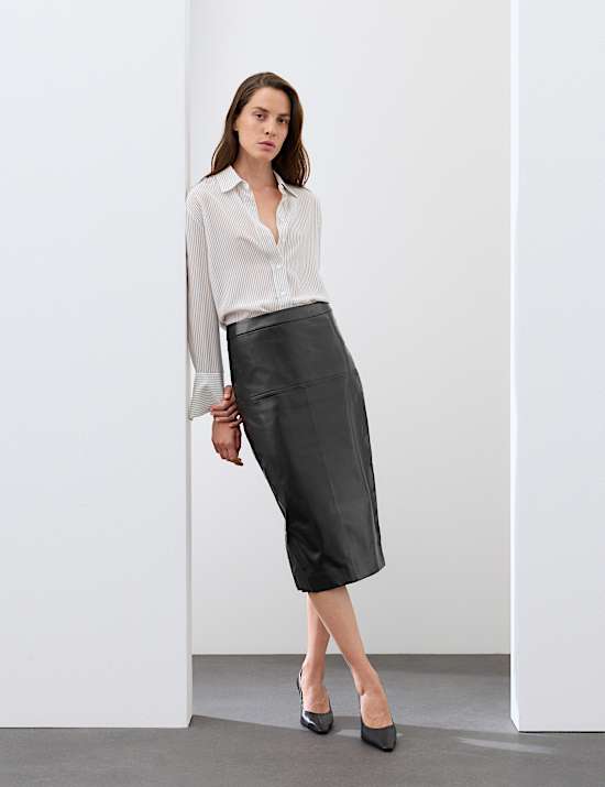 Leather Midi Pencil Skirt