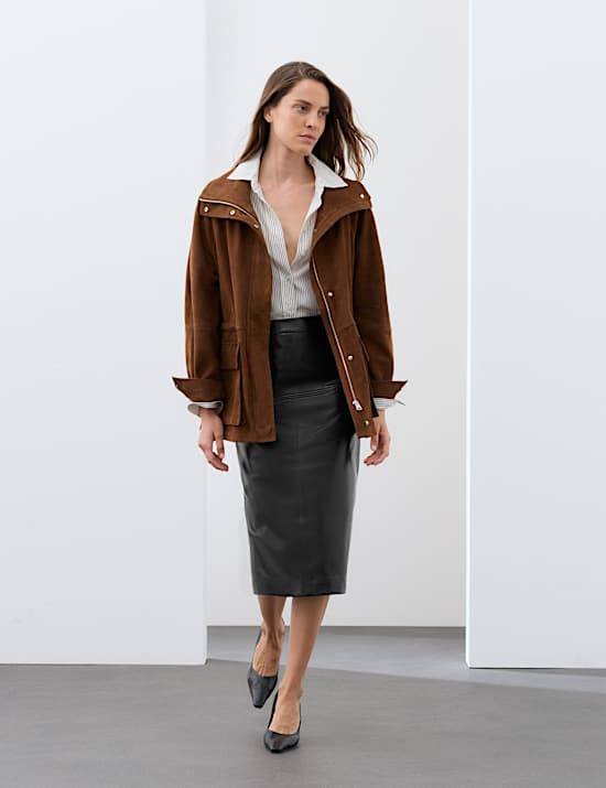 Leather Midi Pencil Skirt