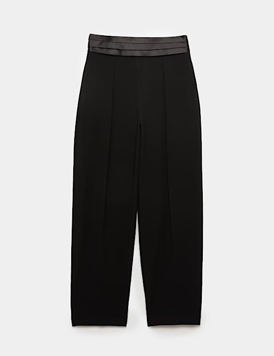 Tuxedo Satin Trim Tapered Ankle Grazer Trousers
