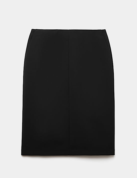Wool Blend Knee Length Tailored Skirt
