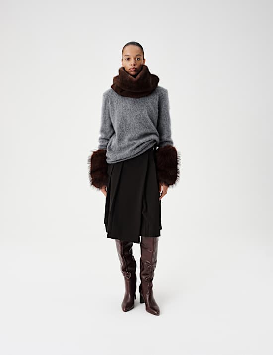 Pure Wool Brushed Roll Neck Jumper
