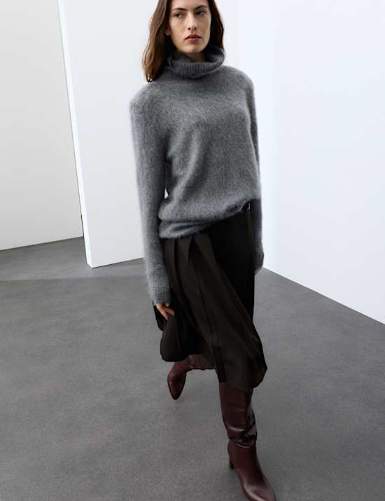 Pure Wool Brushed Roll Neck Jumper