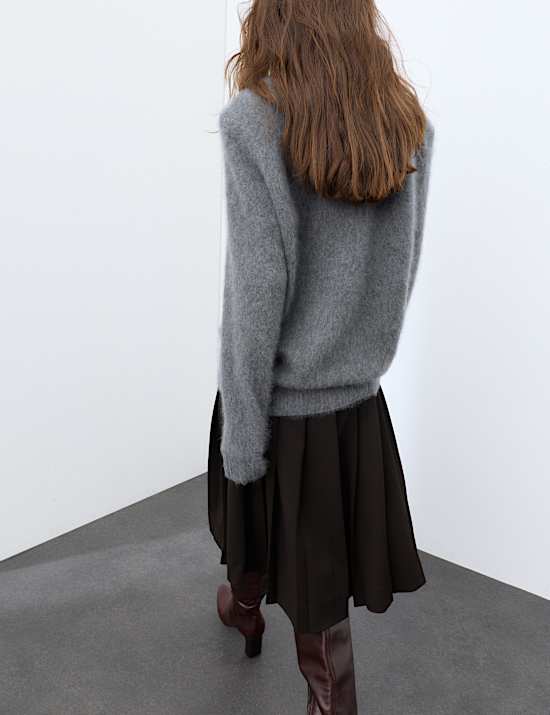 Pure Wool Brushed Roll Neck Jumper