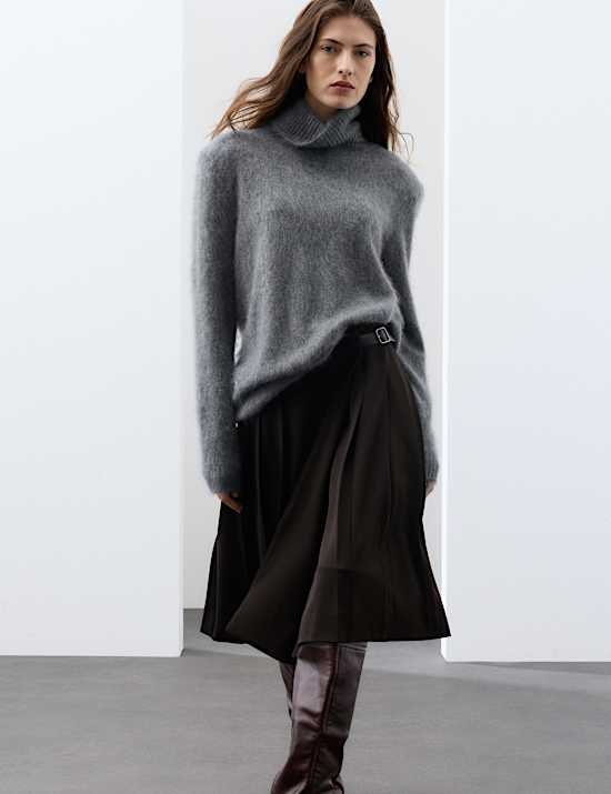 Pure Wool Brushed Roll Neck Jumper