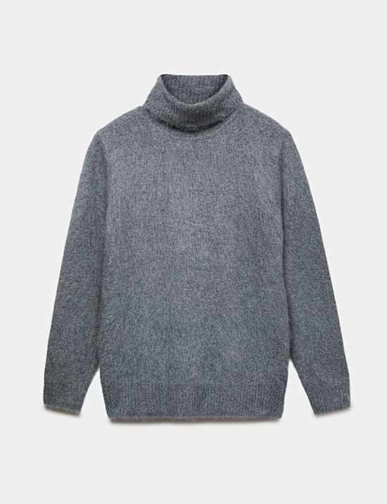 Pure Wool Brushed Roll Neck Jumper