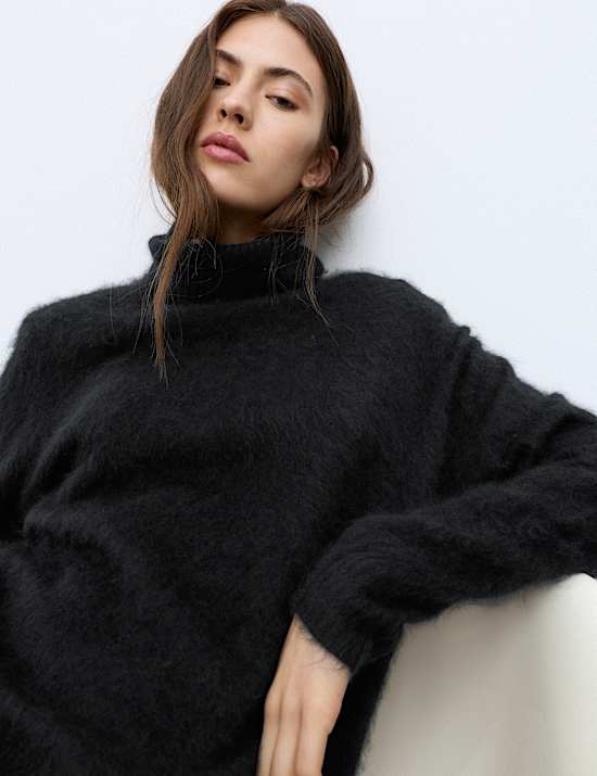 Pure Wool Brushed Roll Neck Jumper