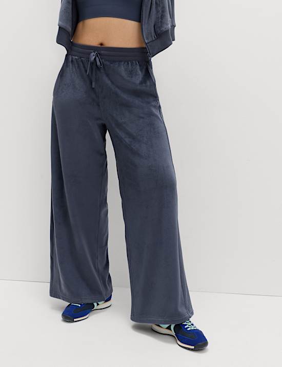 Super Soft Velour High Waisted Wide Leg Joggers