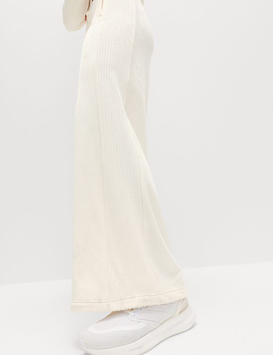 Velours joggingbroek met hoge taille en wijde pijpen