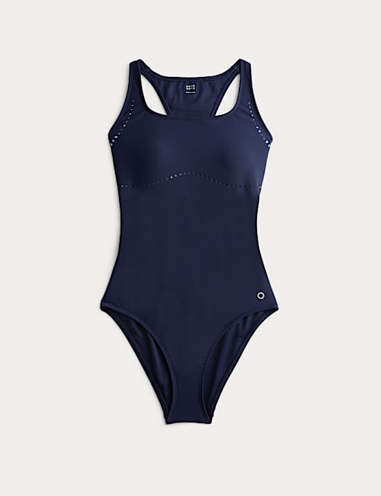 Padded Laser Cut Racer Back Swimsuit