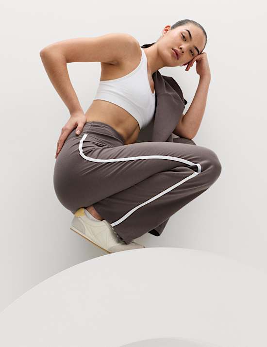 Pantalon de jogging Go Easy en coton, jambe droite &agrave; rayure lat&eacute;rale