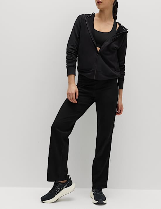 Katoenrijke Go Easy-joggingbroek met hoge taille, rechte pijpen en zijstreep