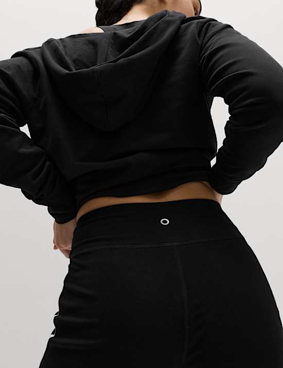 Katoenrijke Go Easy-joggingbroek met hoge taille, rechte pijpen en zijstreep