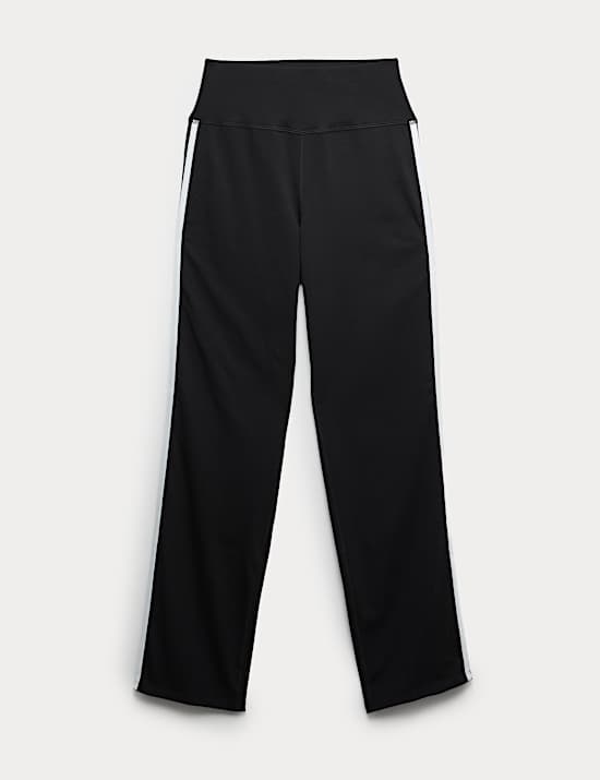 Katoenrijke Go Easy-joggingbroek met hoge taille, rechte pijpen en zijstreep