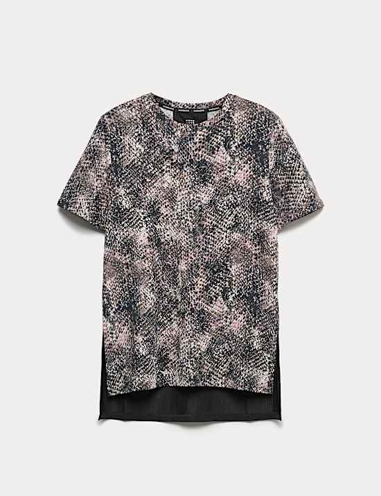 Scoop Neck Mesh Back T-Shirt